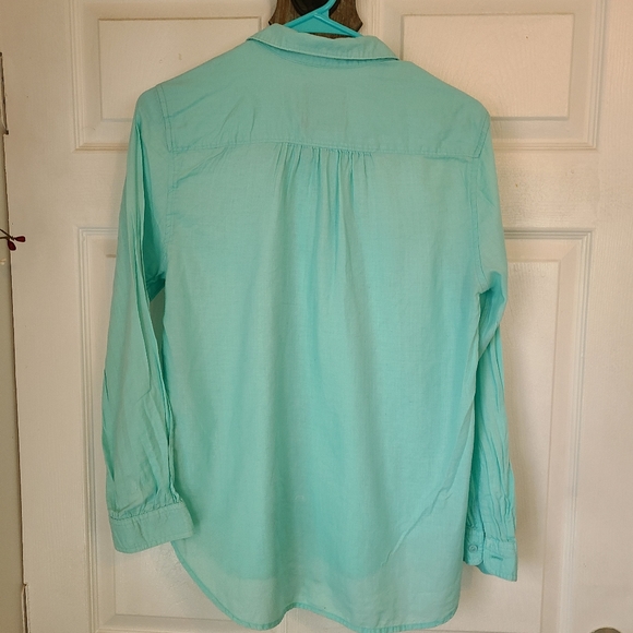 (1173) American Eagle Outfitters Woman's Long Sleeve Blouse, Size: Medium Green - Picture 7 of 8
